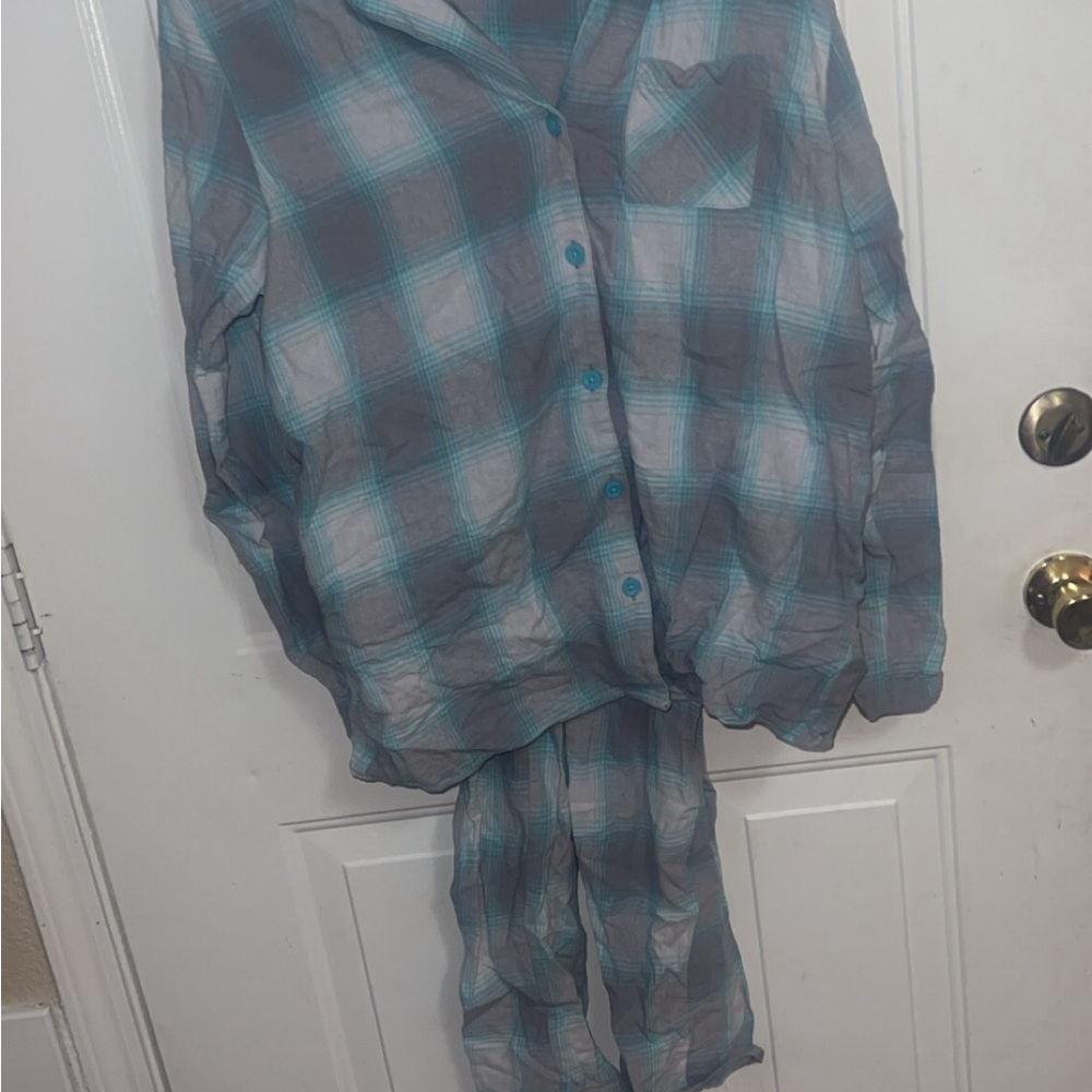 Plaid Button-Up Pajama Set